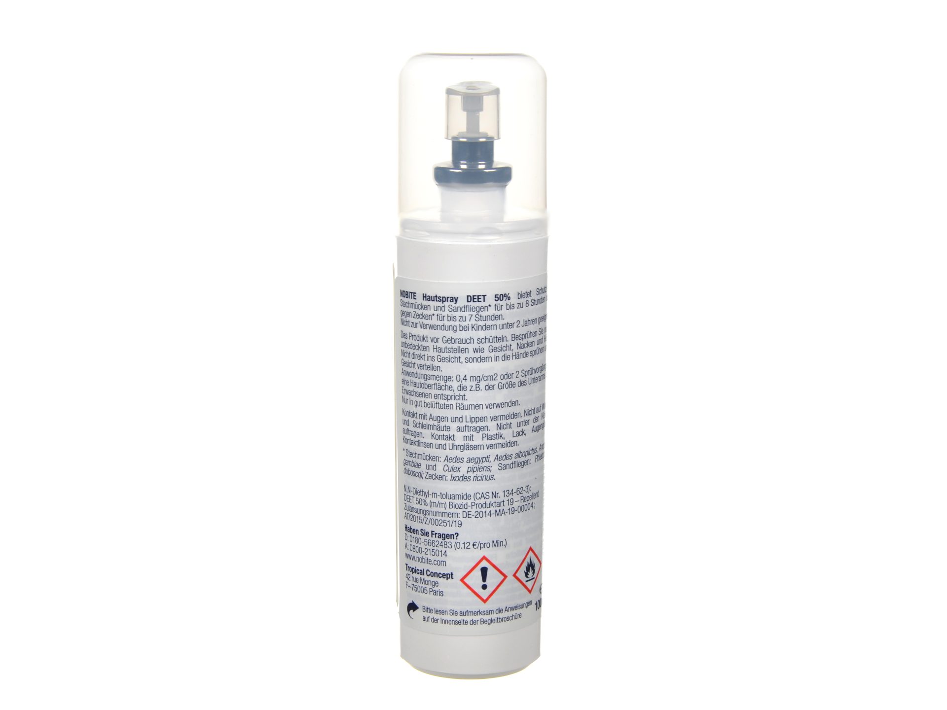 Nobite Hautspray 50%DEET Rückseite
